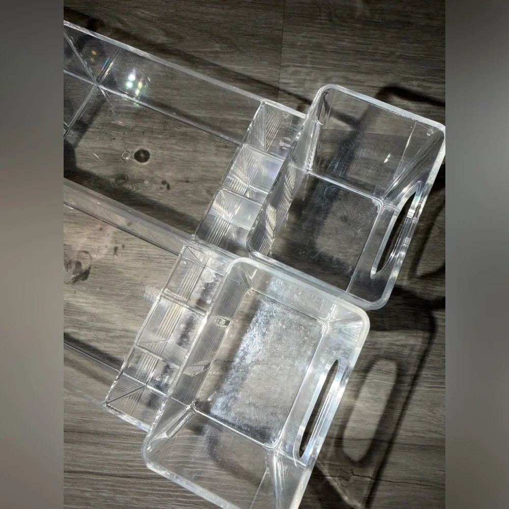 2 used clear acrylic vanity organizer